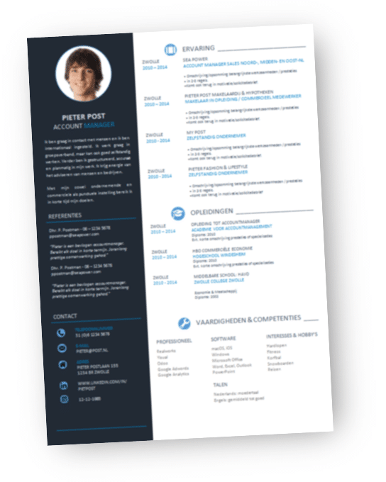 CV Voorbeeld Zakelijk - Stoer - Word